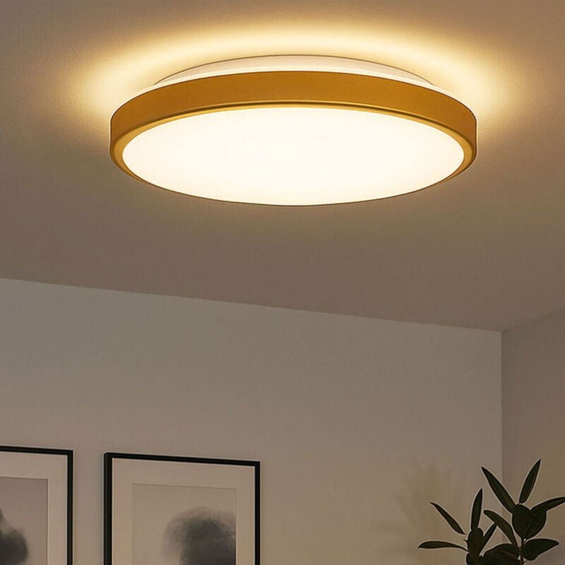 Deckenlampe messing LED Deckenleuchte Küchenlampe rund Flurleuchte Wohnzimmerlampe, Metall Kunststoff, 20W 2400lm warmwe...