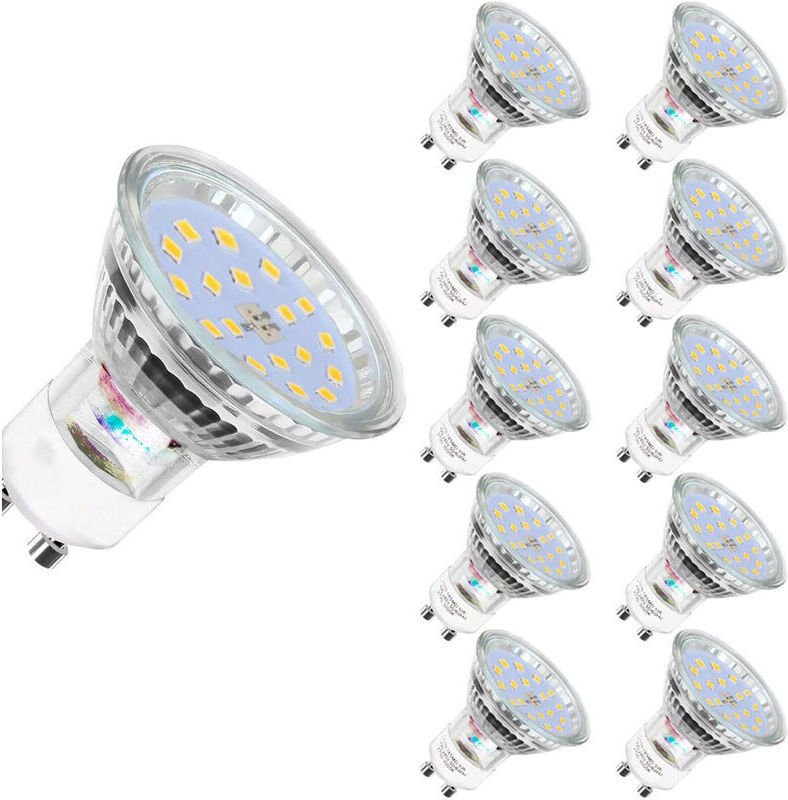 10er-Pack GU10 5W LED-Lampen, entspricht 60W Halogenlampen, 560lm, Kaltweiß 6000K, nicht dimmbar