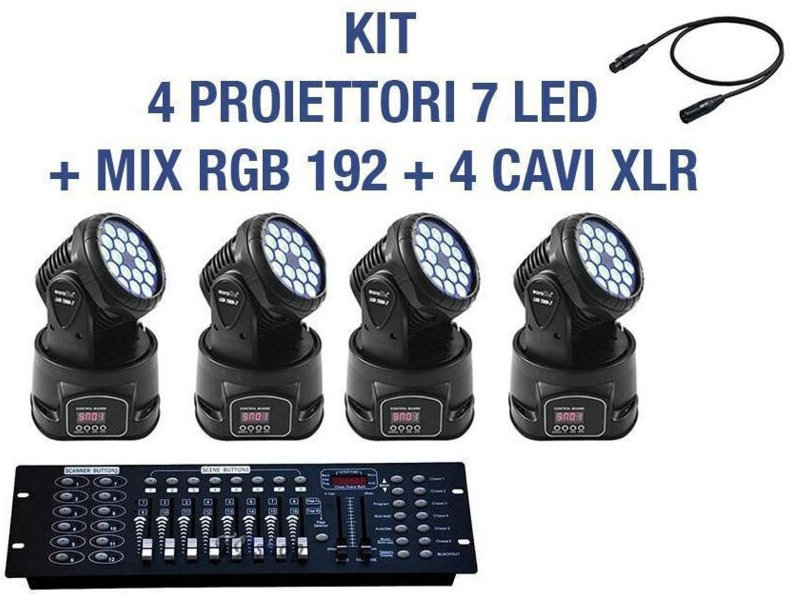 Trade Shop Traesio - Trade Shop - rgb-led-projektor-kit mit rotierendem moving head 7 DMX-LEDs + dmx rgb 192 mixer -