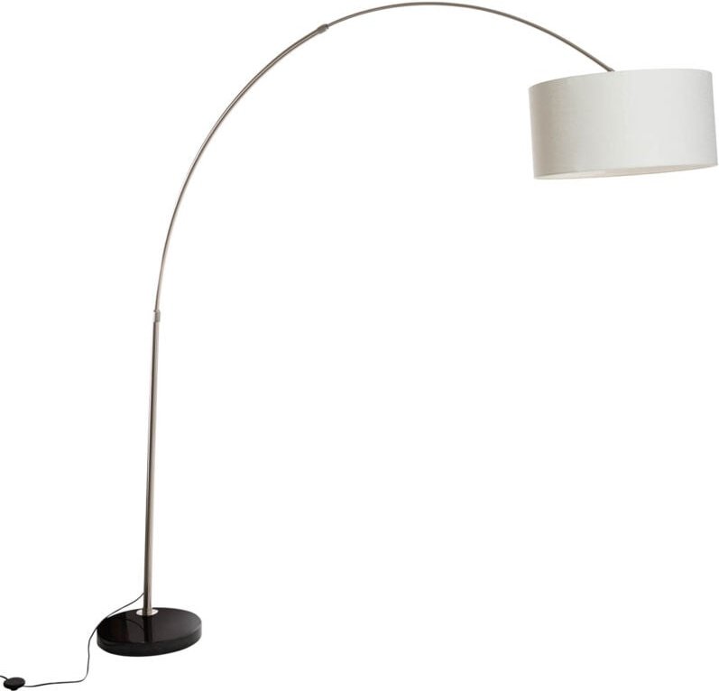 Bogenlampe Stahl Stoffschirm weiß 50 cm - xxl