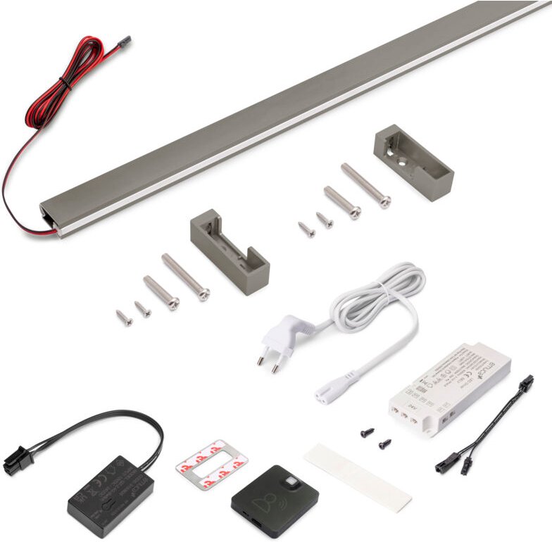 Emuca Schrankstangenset Luxe, LED-Streifen 4,5x8 Neonlynx V, RF-Bewegungssensor Smart und Smart-Konverter (24V DC), Läng...