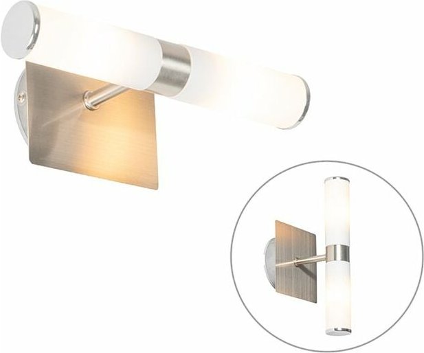 Moderne Wandleuchte Stahl IP44 2-flammig - Bath