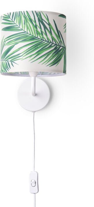 Tischlampe Schreibtischlampe Wandlampe Stoff Nachttisch E14 Blumen Jungle Deko Wandleuchte - Weiß, Design 4 (Ø18 cm) - P...