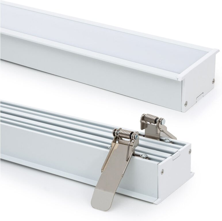 Aluminiumprofil Einbau XL für LED Streifen bis 40 mm mit durchgehender Abdeckung Weiß 6 m Halbtransparent