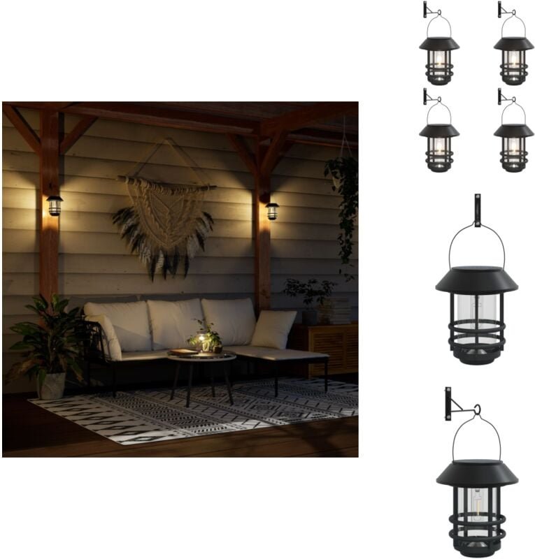 Thumbnail - Solar-Außenwandleuchten 4 Stk. Weiß - Solarlampen - Außendeko - Gartenbeleuchtung - Wandleuchte - LED-Gartenleuchte