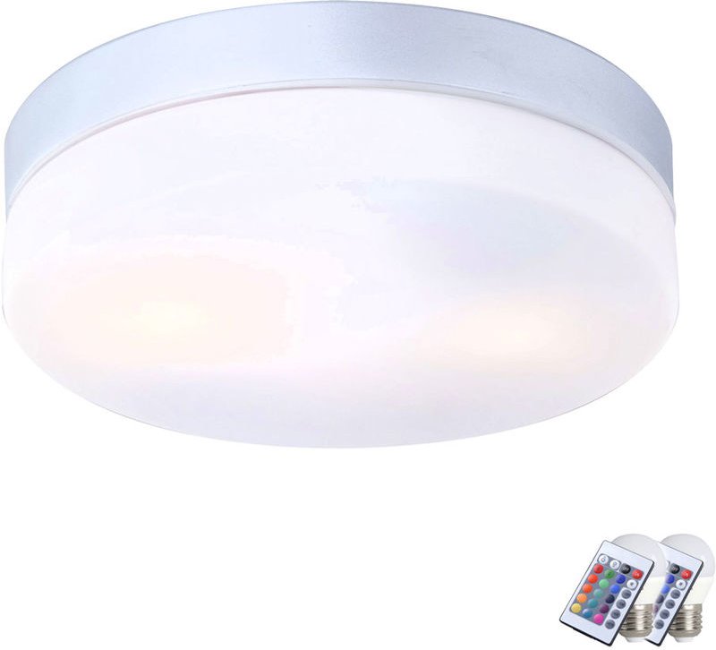 Außen Decken Leuchte Beleuchtung Fernbedienung Lampe Glas opal im Set inklusive rgb led Leuchtmittel