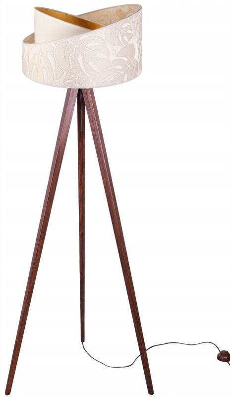 Stehlampe Stehend Stativ Holz Lampenschirm Muster
