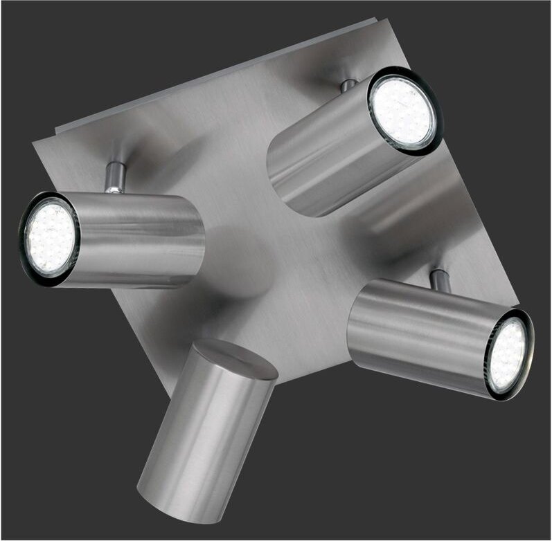 Iperbriko - Quadratische Deckenleuchte 4 verstellbare Strahler Marley Nickel Trio Lighting