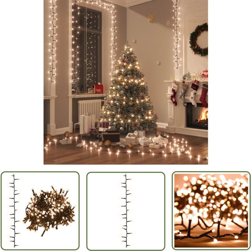 LED-Lichterkette mit 1000 LEDs Warmweiß 25 m pvc - Weihnachtsdeko - LED-Lichtringe - Lichterkette - Innenbeleuchtung - F...