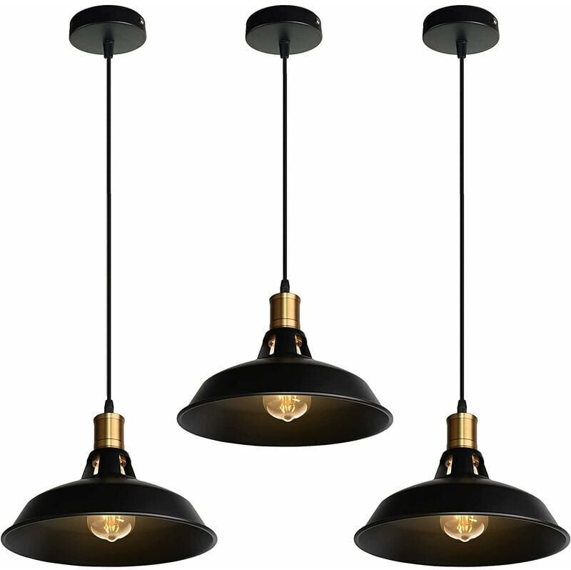 Suspension Lustre Industrielle Vintage Luminaire Plafonnier E27 Salon Abat-jour Plafond en Métal Rétro Style Nordique De...