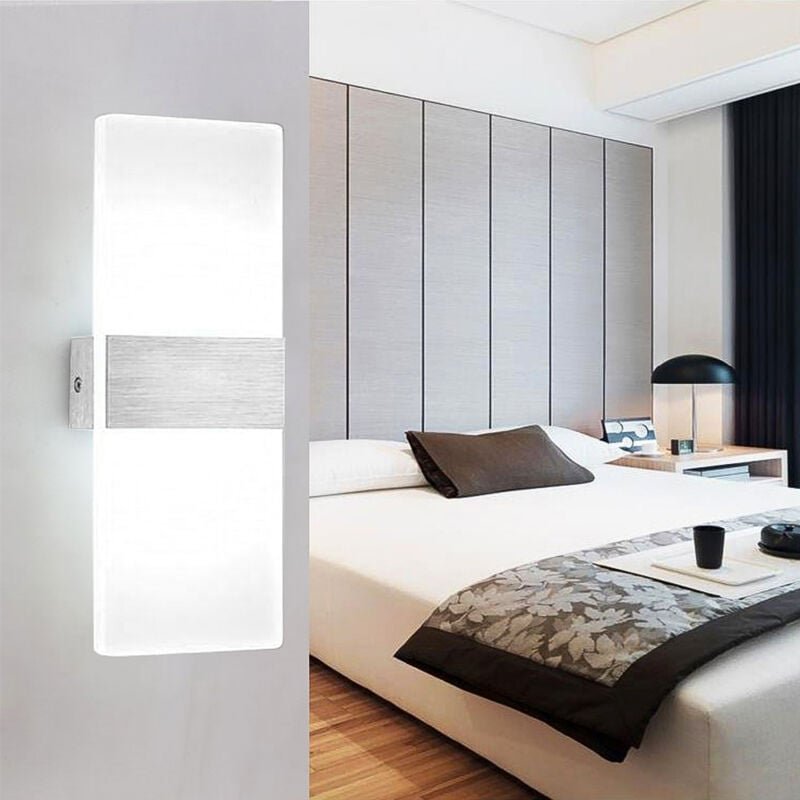 Wolketon LED Wandleuchte Wandlampen.12W Innenleuchte Weiß LED Wandlampe Acryl Modern Wandbeleuchtung IP44 Energiesparend...