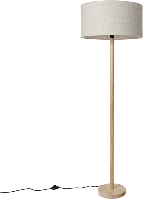 Ländliche Stehlampe Holz mit hellbraunem Schirm - Mels