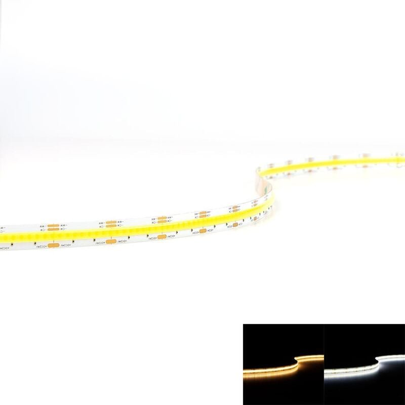 COB CCT Full Spectrum 24V LED Streifen 5M 8W/m 640LED/m 10mm IP20 Lichtfarbe einstellbar Amber-Kaltweiß 2300-6500K