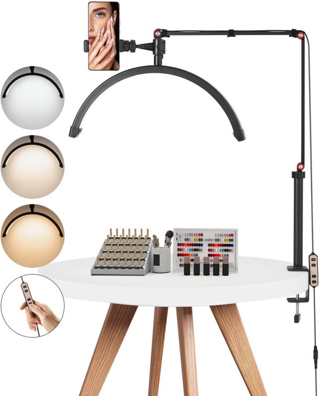 VEVOR Tischleuchte für Nägel mit Telefonhalterung (20 W 765 mm max. Höhe) Nageltechnikleuchte, Nageltischleuchte mit ein...