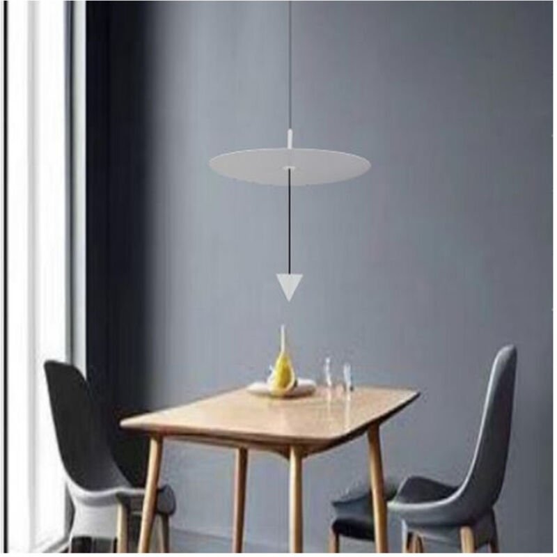 Trade Shop Traesio - Trade Shop - Pendelleuchte 12W LED-Licht 4000K Scheibe Ø23,5CM Weißer Kegel 32972 -