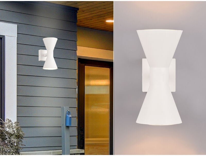 Led Außenwandleuchte Up and Down in Weiß, Höhe 20cm