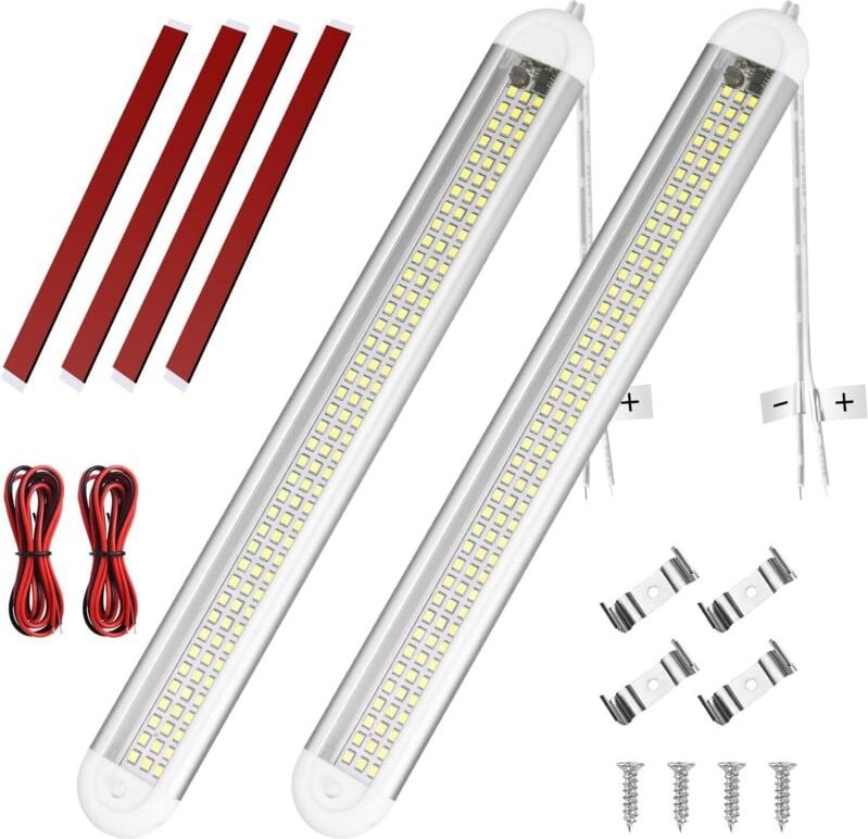 LED-Innenlichtleiste, 2 Stück, 12 v, 120 LEDs, Innenlichtleiste mit EIN/AUS-Schalter, weiße Streifenleistenlampe für Aut...