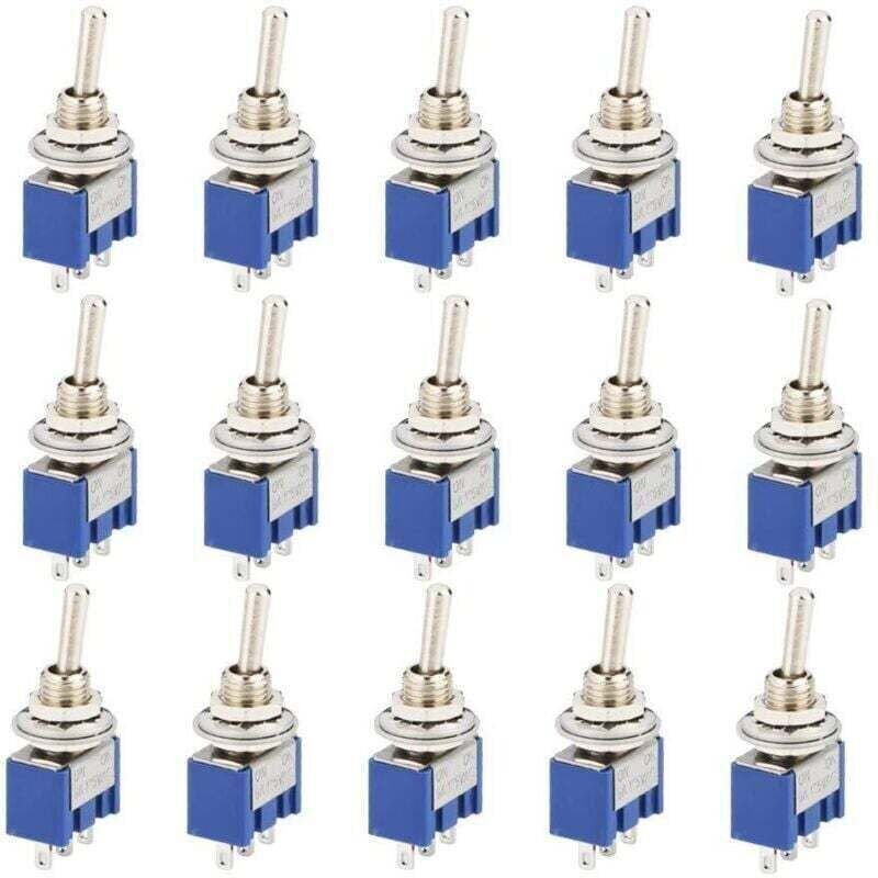 Packung mit 15 Wippschaltern, Mini-Wippschalter, AC 125V 6A EIN-AUS 3-poliger 2-Positionen-SPDT-Selbstverriegelungs-Wipp...