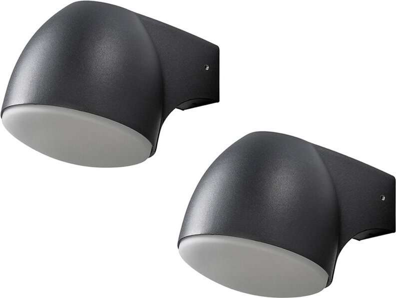 Konstsmide - 2er Set Außenwandleuchte Downlight ferrera Alu schwarz, High Power led, h. 13cm