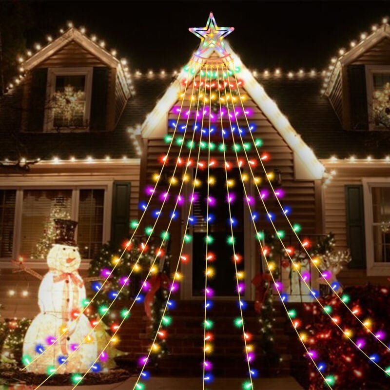 Vtizikl Guirlande Lumineuse Sapin de Noel Avec Etoile, 3.85M Guirlandes Lumineuse Arbre Noel, Avec Télécommande, 8 Modes...