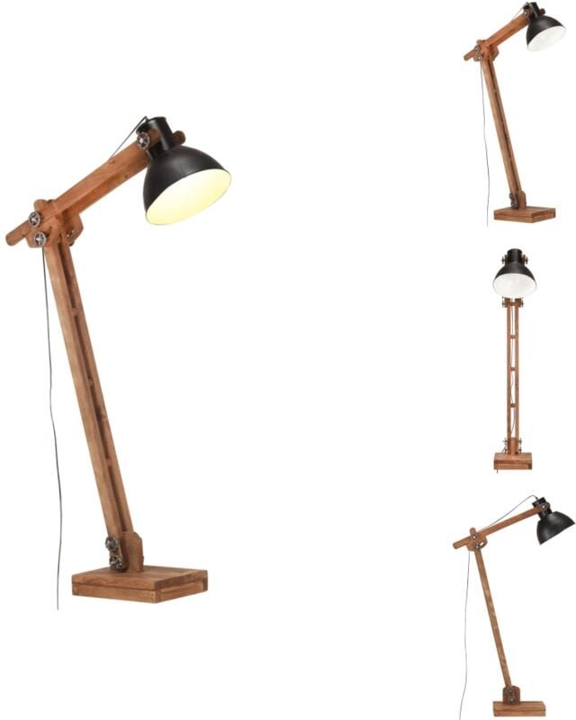 Lampen - Living Stehlampe Schwarz Mango Massivholz E27