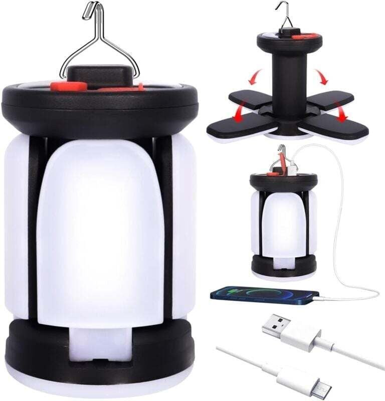 Wiederaufladbare Campinglaterne, 3600 mAh, 6 Beleuchtungsmodi, 60 led 360° superhell, IPX4 wasserdichtes tragbares Campi...