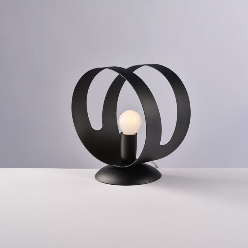 Lumetto in ferro laccato nero con fascia tagliata a laser 1 luce H.22 - Ø19