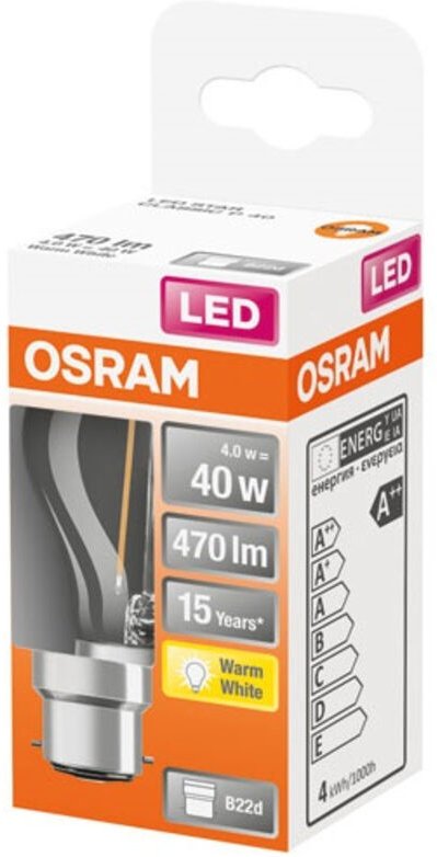 Sphärisches LED-Leuchtmittel 4W B22 Warmweiß, Verpackung 1 - Osram