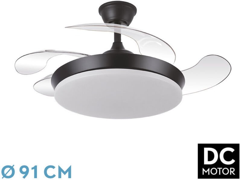 DC Deckenventilator "Trident Mini" dimmbar mit Fernbedienung (59W 3CCT 6980lm) schwarz