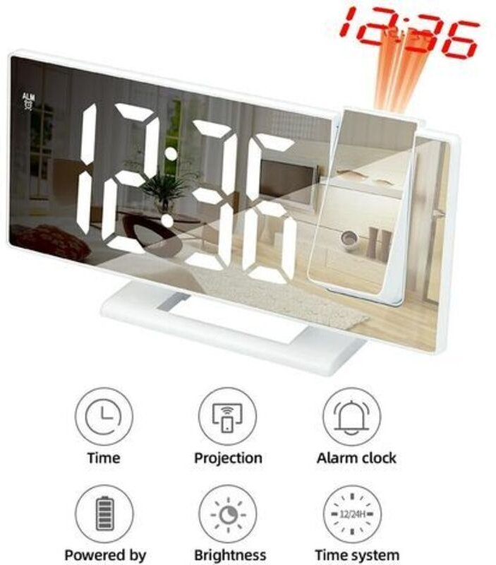 Jalleria - Digitaler Projektionswecker, elektronischer LED-Wecker mit Projektionszeit, Projektor, Schlafzimmer, Nachttis...