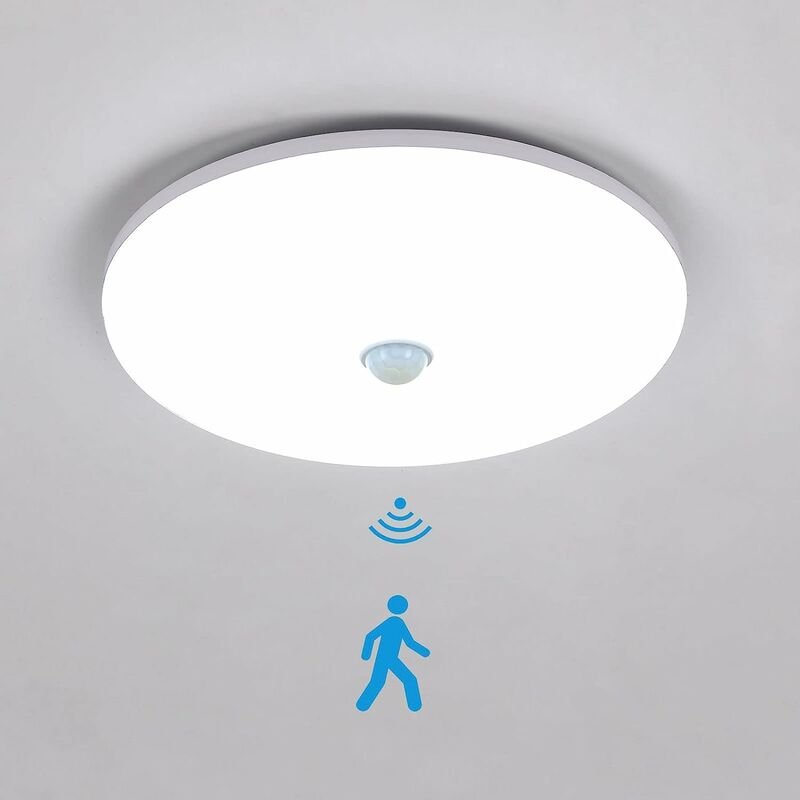 Comely - LED-Deckenlampe Runde weiße mit Sensor, 23cm Durchmesser, 36W Leistung, weißes Licht 6500K