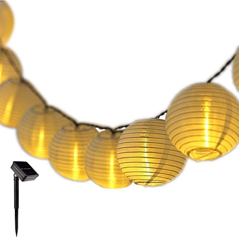 10m Solarleuchten Garten Hängend Lampions Lichterkette Solar Außen, Wasserdicht, 40 Lampions, Warmweiß mit 2 Beleuchtung...