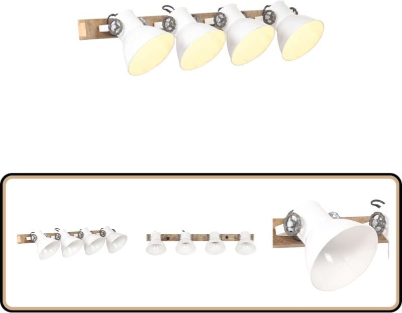 Wandlampe Industriestil Weiß 90x25 cm E27 - Industrielampen - Wandleuchte - Wohnraumbeleuchtung - Esszimmerlampe - Schla...