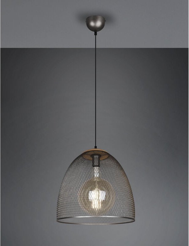 Led Pendelleuchte mit Drahtgeflecht Lampenschirm Silber, ø 40cm