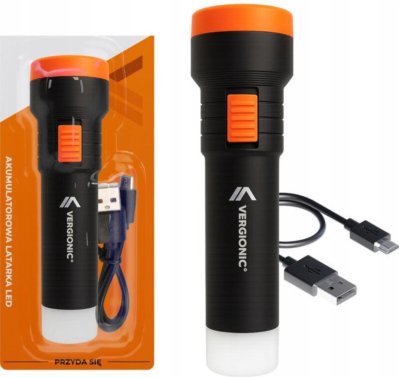 Vergionic LED-Taschenlampe mit Li-Ionen-300-mAh-Mini-USB-2xLED-Akku