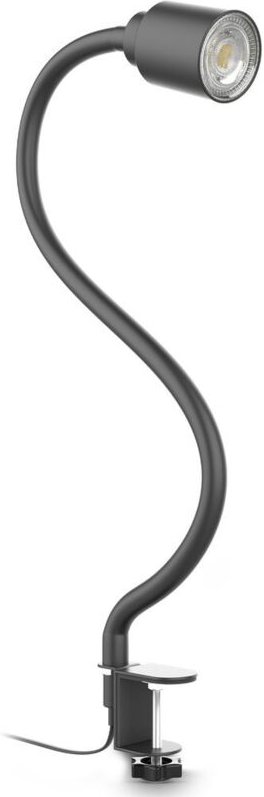 Klemmlampe - 5W, 400lm, led, mit Stecker, dimmbar, Schwanenhals, warmweiß, schwarz