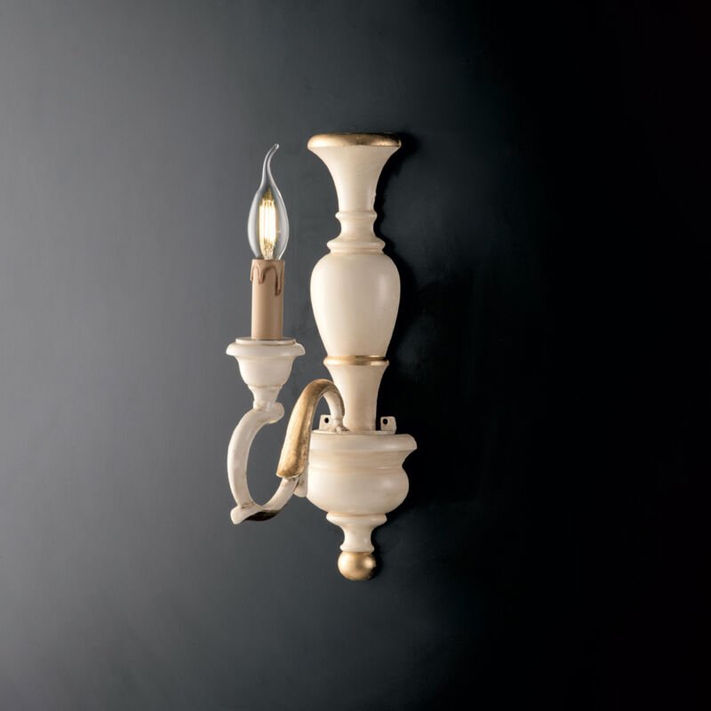 Fiorenza - Wandleuchte aus Elfenbeinholz und Blattgold 1 Licht .12 - P.21 - BL172-AP1-AV - Bonetti Illumina