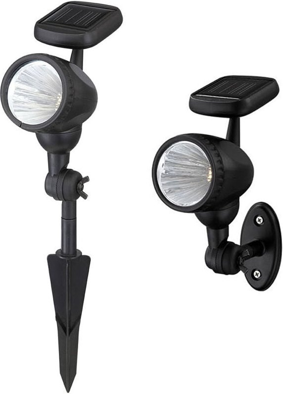 2er Set schwenkbare led Solarleuchten mit Erdspieß oder zur Wandmontage
