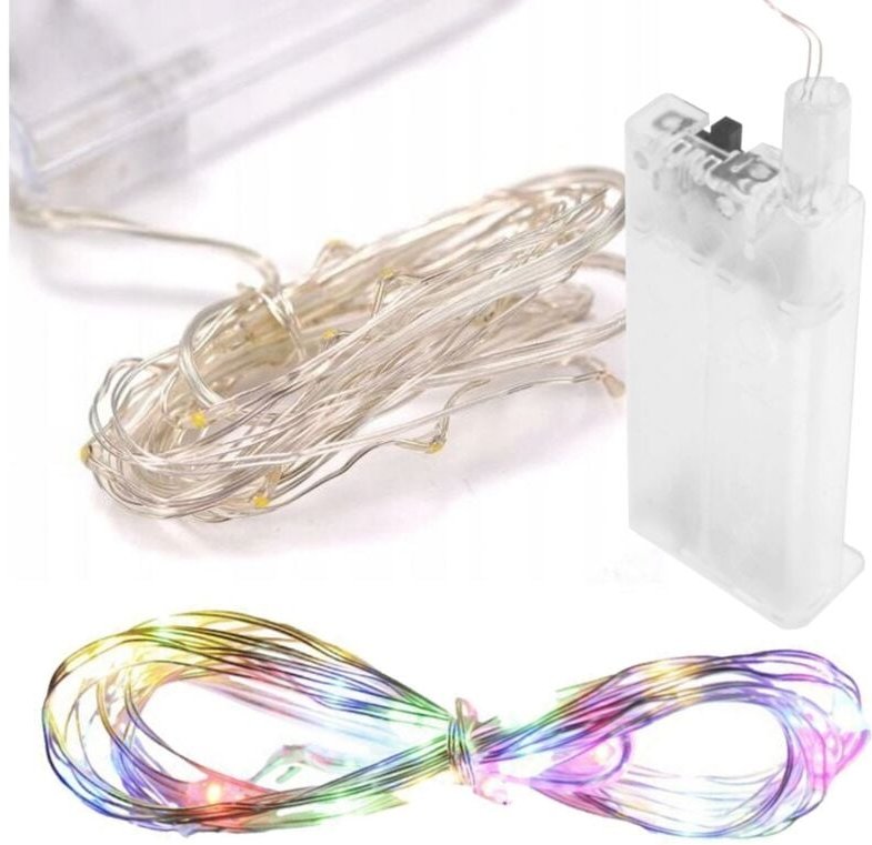 Lichterkette mit Kabeln, 20 LED-Batterien, Weihnachtsbaum-Dioden, Dekoration, mehrfarbig