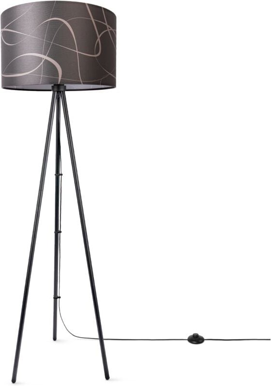 Paco Home Stehlampe Wohnzimmer Lampenschirm Stoff Stehleuchte Leselampe Abstrakt Vintage Design 2 (Ø45,5 cm), Stehleucht...