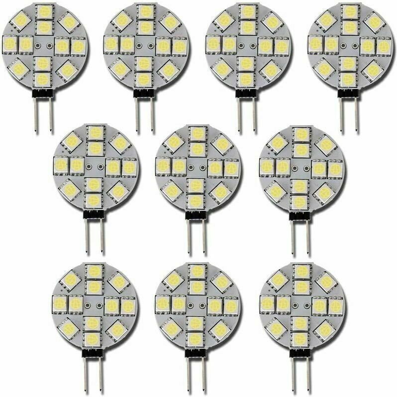 Jalleria - 10 x G4-LED-Leuchtmittel, dc 12 v, nicht dimmbar, weiß, 6000 k, Ersatz-Glühbirne, 20 w, Halogenlampe für Küch...