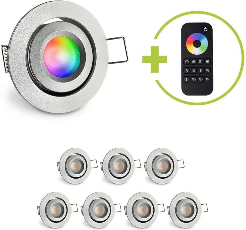 Einbaustrahler Mini schwenkbar Matera 3W RGBW IP44 - Farbe: silber - Anzahl: 8x