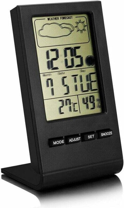 Innen-Außenthermometer, Innen-Außenthermometer Hygrometer Barometer, Digitaler Wecker mit Außensensor Anzeige Uhrzeit Da...