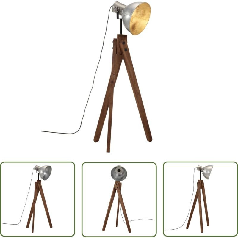 The Living Store Stehleuchte 25 W Vintage Silbern 45x45x120 cm E27 - Industrielampen - Stehlampe - Wohnraumleuchte - Vin...