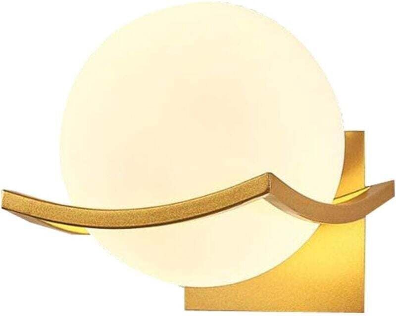 Runde Glas-Wandleuchte im nordischen Stil von Ulisem, moderne, minimalistische LED-Nachttischlampe mit goldenem Hintergr...