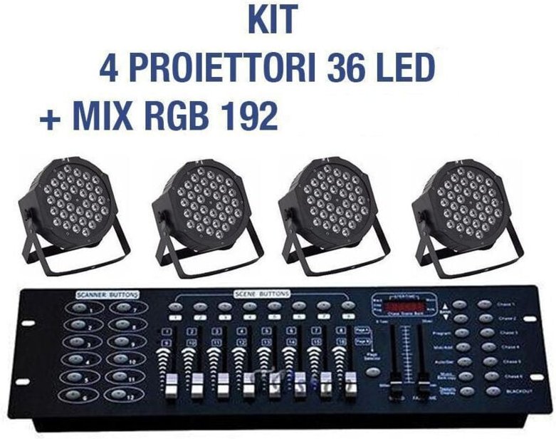 Trade Shop - led par kit rgb spotlight 36 led strobe programmierbar dmx + mixer 192 -