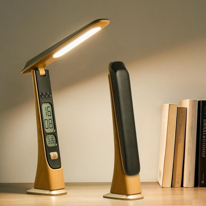 Wiederaufladbare Schreibtischlampe 1800 mAh, 3-farbige Tischlampe mit Zeitanzeige, Touch-Steuerung, faltbar, für Büro, L...