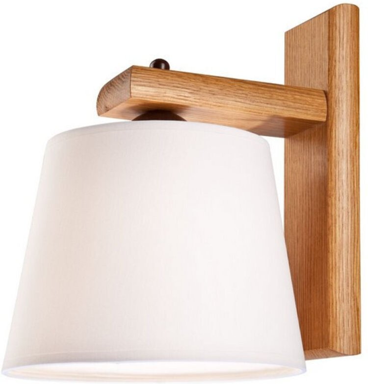 Lamkur Aida Wandleuchte mit Stoffschirm Eiche rustikal, 1x E27