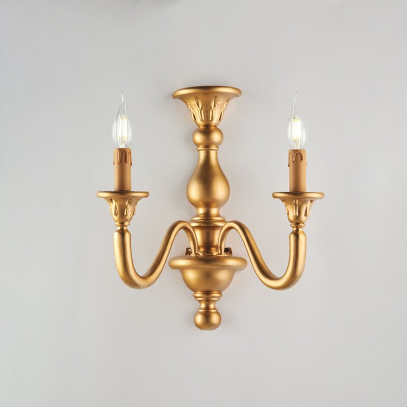 Lucca - Wandleuchte aus antikgoldenem Holz, 2 Lichter .35 - P.21 - BL271-AP2-OR