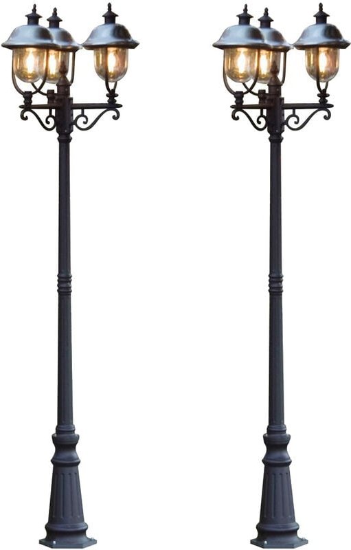 2er-Set Gartenlaterne parma, Edelstahl Lampendach, 3 x E27, IP43